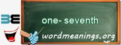 WordMeaning blackboard for one-seventh